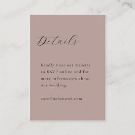 Elegant minimalist dammig rosa kalligrafi bröllop tilläggskort