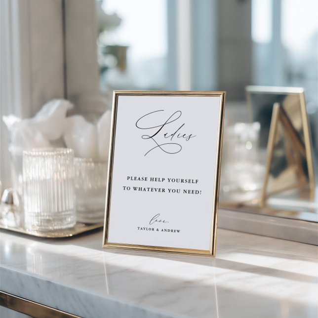 Elegant minimalist damtoalett korg skylt inbjudningar (Elegant Minimalist Ladies Bathroom Basket Sign)