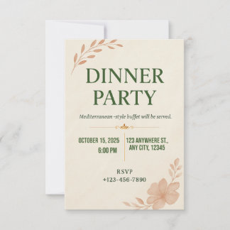 Elegant Minimalist Dinner Party Invitation Inbjudningar