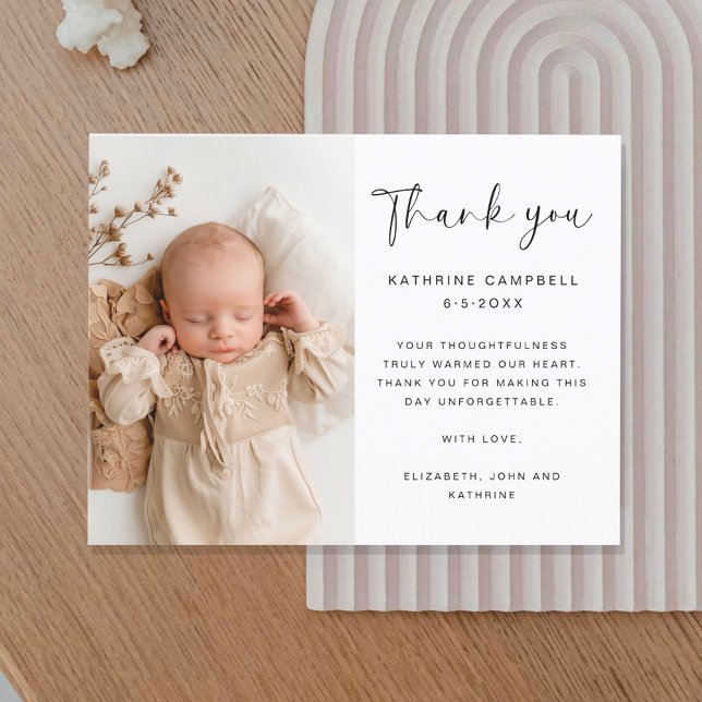 Elegant minimalist dop | Baby shower tackkort Vykort (Skapare uppladdad)