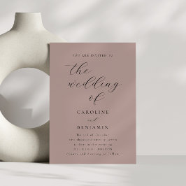 Elegant Minimalist Dusty Mauve Calligraphy Bröllop Inbjudningar