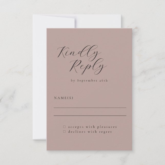Elegant Minimalist Dusty Mauve Calligraphy Bröllop OSA Kort (Framsida)