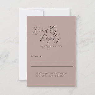 Elegant Minimalist Dusty Mauve Calligraphy Bröllop OSA Kort