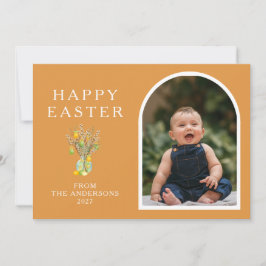 Elegant Minimalist Easter Egg Branch Photo Julkort