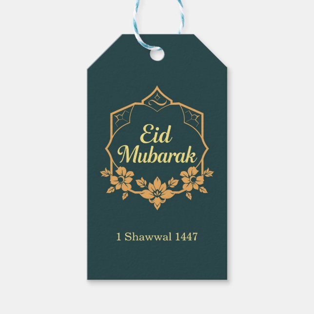 Elegant minimalist Eid Mubarak-present Presentetikett (Framsidan)