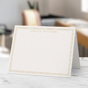 Elegant Minimalist Elfenben Guld Två Kantlinjer Anteckningskort