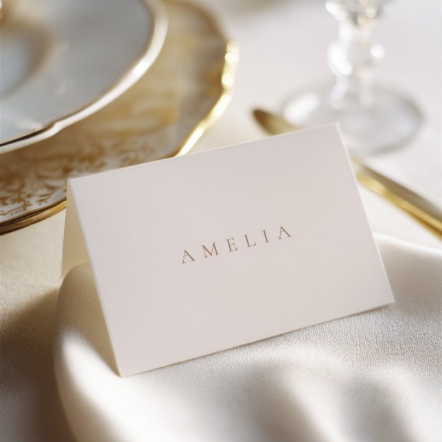 Elegant minimalist elfenbensfärgad taupe bröllopsp bordsnummer (Elegant Minimalist Ivory Taupe Wedding Place Card)