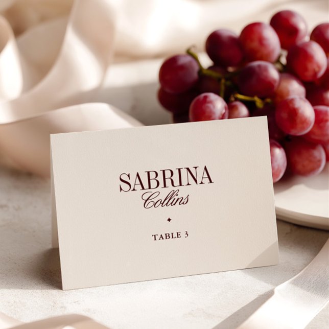 Elegant minimalist elfenbensvit bröllopsplatskort bordsnummer (Elegant Minimalist Ivory Wedding Place Card)