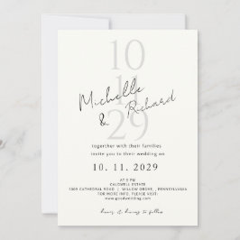 Elegant minimalist elfenbensvit fet skrivstil bröl inbjudningar