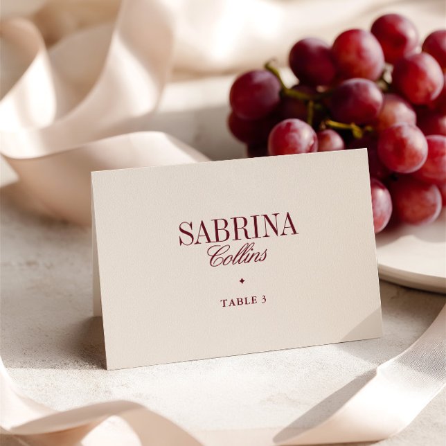 Elegant minimalist elfenbensvit platskort för bröl bordsnummer (Elegant Minimalist Ivory Wedding Place Card)