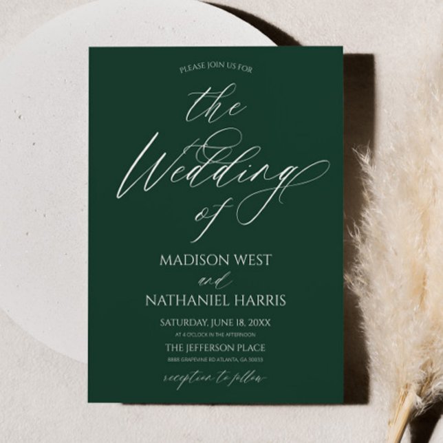 Elegant Minimalist Emerald Green Wedding Inbjudningar (Skapare uppladdad)