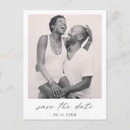 Elegant minimalist enkel fotobryllop Spara datum Meddelande Vykort