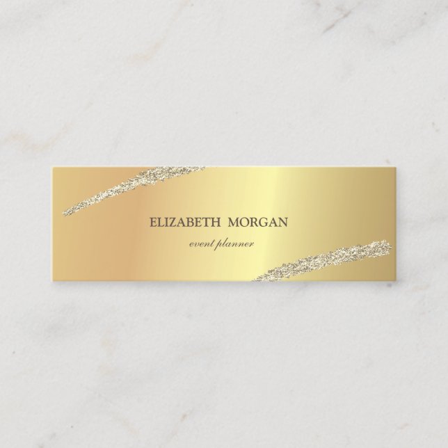 Elegant Minimalist, Enkel Guld Glitter Linje Mini Visitkort (Framsida)