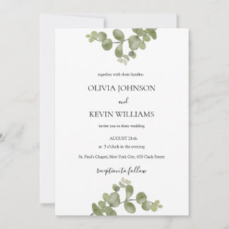 Elegant Minimalist Eucalyptus Wedding Invitation Inbjudningar