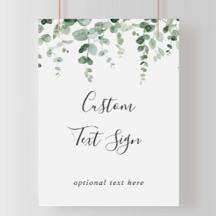 Elegant minimalist eukalyptus anpassad text skylt