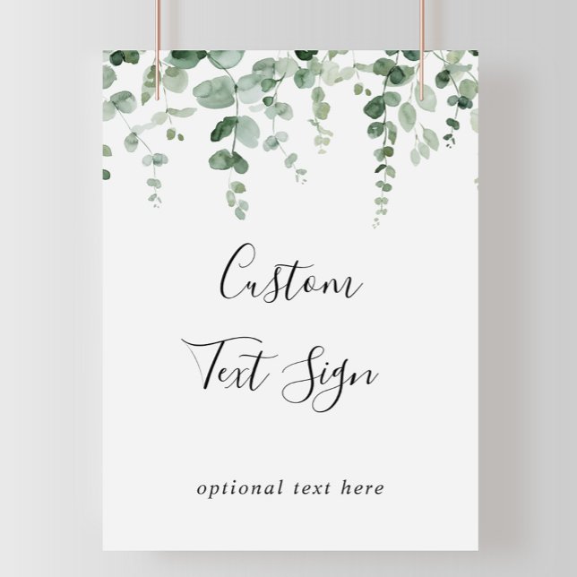 Elegant minimalist eukalyptus anpassad textsktyl poster (Skapare uppladdad)