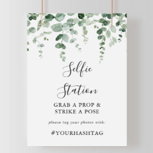 Elegant minimalist eukalyptus selfie station skylt