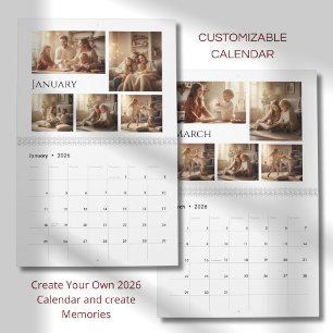 Elegant minimalist familjekalender 2026 kalender