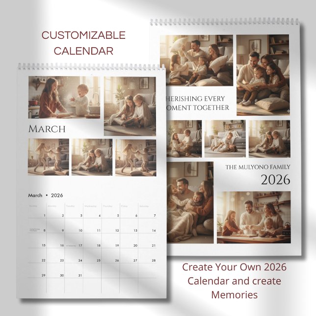 Elegant minimalist familjekalender 2026  kalender (Skapare uppladdad)