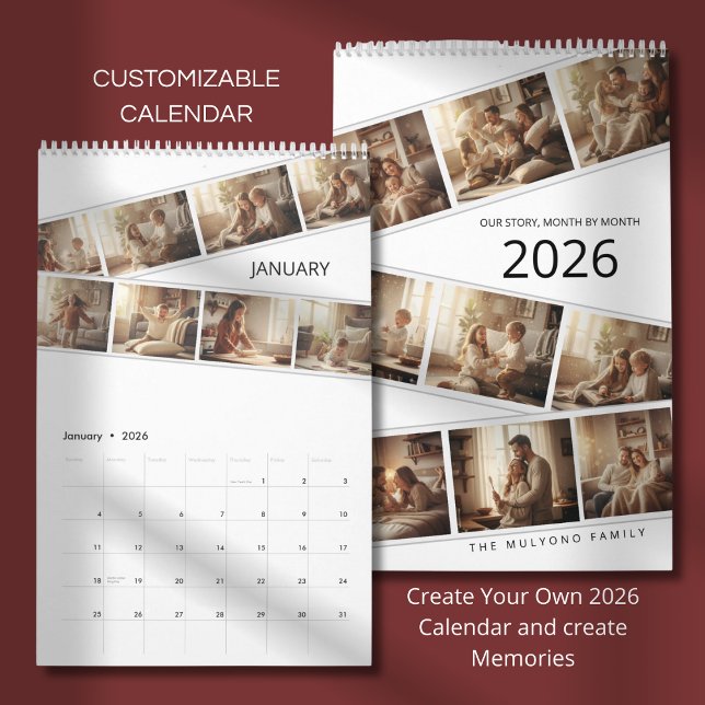 Elegant Minimalist Family Photo Calendar 2026  Kalender (Skapare uppladdad)