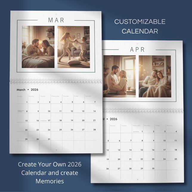 Elegant Minimalist Family Photo Calendar 2026 Kalender (Skapare uppladdad)