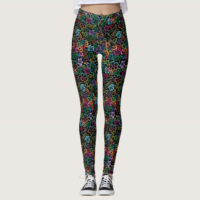 Elegant minimalist färgglad liv design leggings (Framsida)