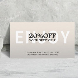 Elegant Minimalist Faux Silver Coupon Beauty Rabattkort