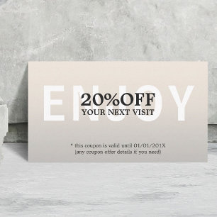 Elegant Minimalist Faux Silver Coupon Beauty Rabattkort