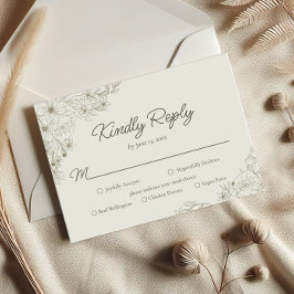 Elegant Minimalist Floral Kindly Reply Wedding OSA Kort