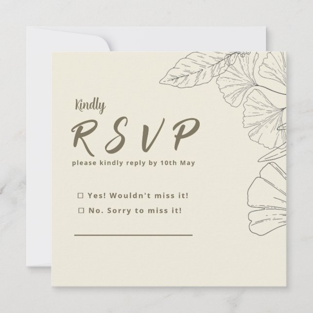 Elegant Minimalist Floral RSVP Card (Framsida)