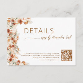 Elegant Minimalist Floral Wedding Details QR Code Tilläggskort