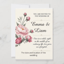 Elegant Minimalist Floral Wedding Invitation Inbjudningar