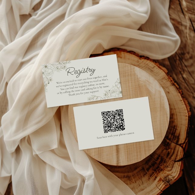 Elegant Minimalist Floral Wedding Registry Insert  Tilläggskort (Skapare uppladdad)