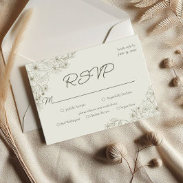 Elegant Minimalist Floral Wedding RSVP Card OSA Kort