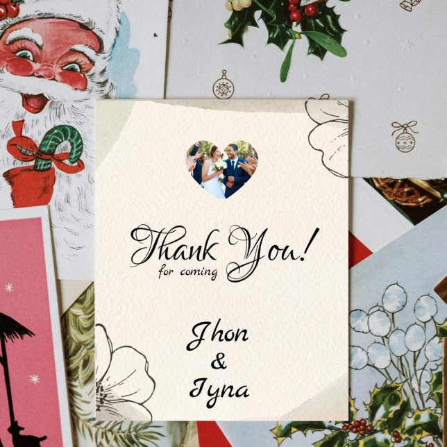 Elegant Minimalist Flower With Photo Tack Kort (Skapare uppladdad)