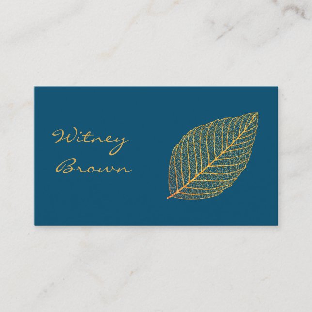 Elegant minimalist foil golden leaf  business card visitkort (Framsida)