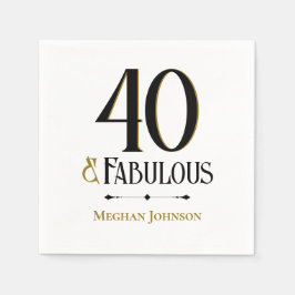 Elegant Minimalist Forty and Fabulous Birthday Pappersservett