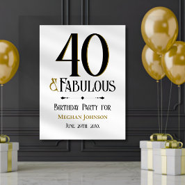 Elegant Minimalist Forty and Fabulous Birthday Poster