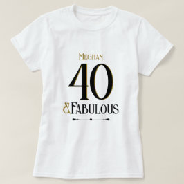 Elegant Minimalist Forty and Fabulous Birthday T Shirt
