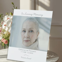 Elegant minimalist fotofuneral piedestal skylt