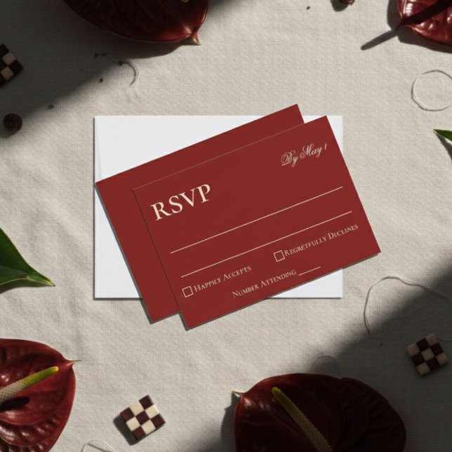Elegant minimalist gammaldags pengar djärpt rött b OSA kort (Classic Red with Modern Luxury Font Wedding Suite, a perfect elegant touch for the event!)