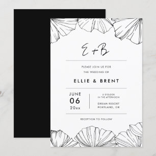 Elegant minimalist Ginkgo Biloba bröllop Inbjudningar