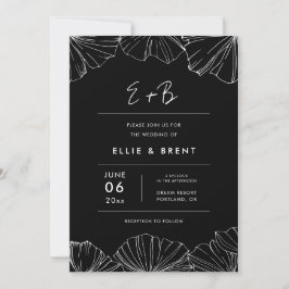 Elegant minimalist Ginkgo Biloba bröllop Inbjudningar