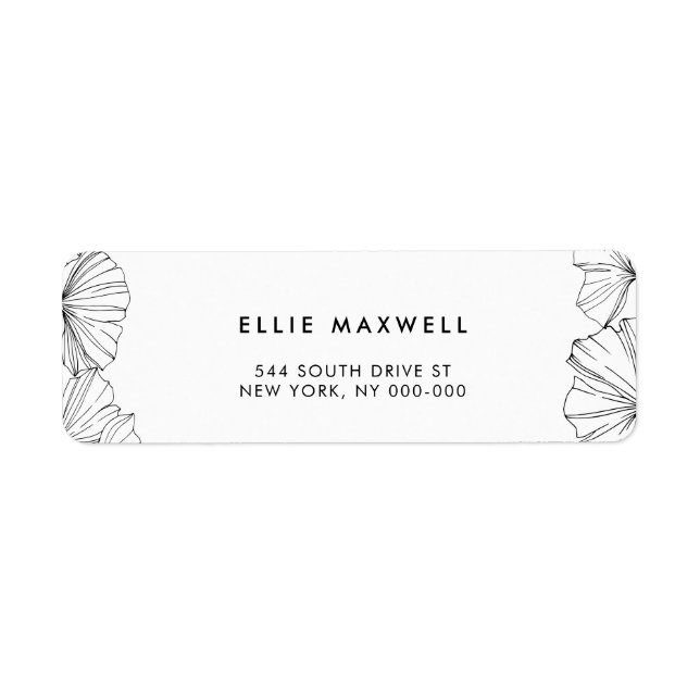 Elegant minimalist Ginkgo Biloba returadress Etikett (Framsidan)