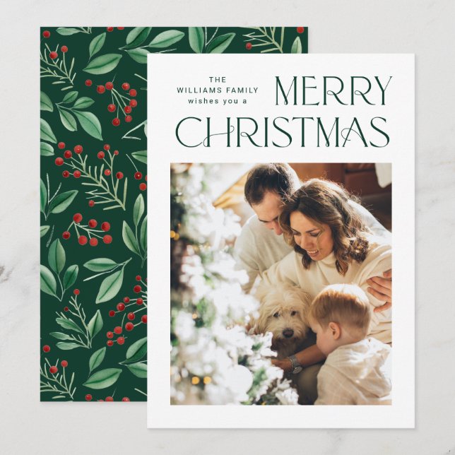 Elegant Minimalist God jul Hälsning Photo Julkort (Fram/baksida)