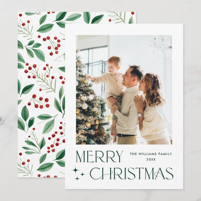 Elegant Minimalist God jul Hälsning Photo Julkort (Fram/baksida)