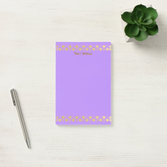 Elegant Minimalist Gold Accent Lavender Post-it Block (Kontor)