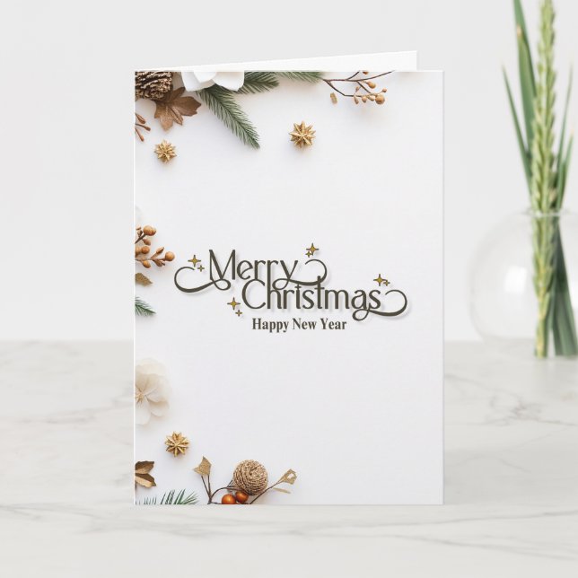 Elegant Minimalist Gold 'Merry Christmas' Holiday  Kort (Framsida)