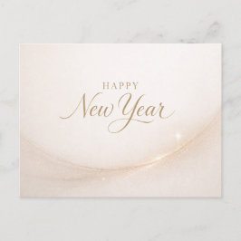 Elegant Minimalist Gold Script Happy New Year Helg Vykort