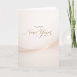 Elegant Minimalist Gold Script Happy New Year Helgkort